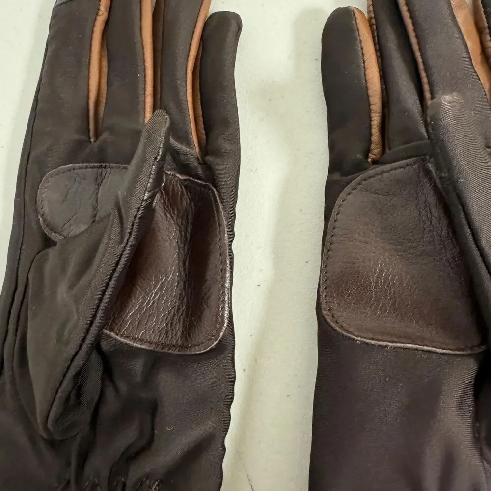 Sheepskin Brown Gloves Women's L Echo Touch Screen Two Tone Driving Winter Warm